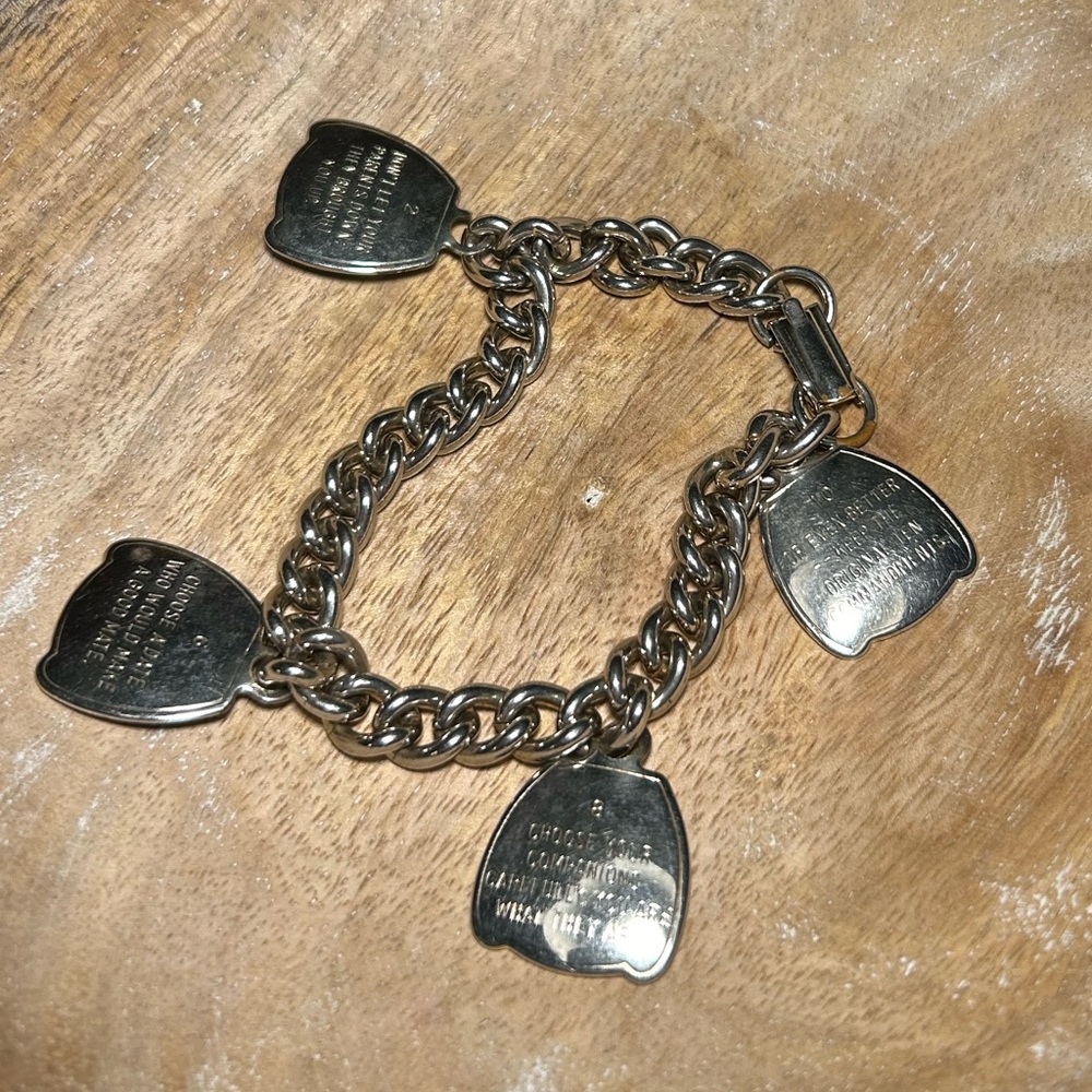 Vintage Funny 10 Commandments Charm Silver Tone Bracelet 50's Jewelry - Picture 2 of 15